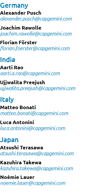 Germany Alexander Pusch alexander.pusch@capgemini.com Joachim Rawolle joachim.rawolle@capgemini.com Florian F rster f...