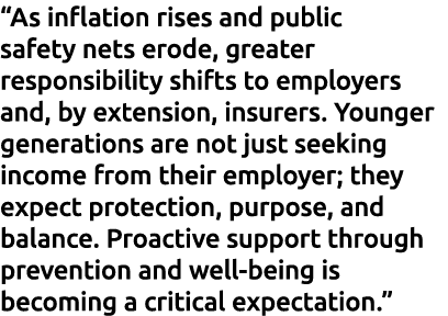 “As inflation rises and public safety nets erode, greater responsibility shifts to employers and, by extension, insur...